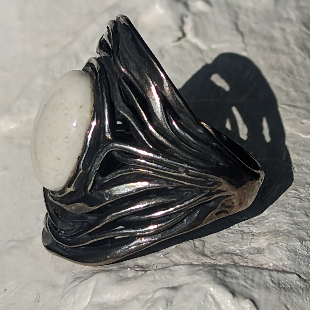 Sterling Silver Ring White Stone - image 7